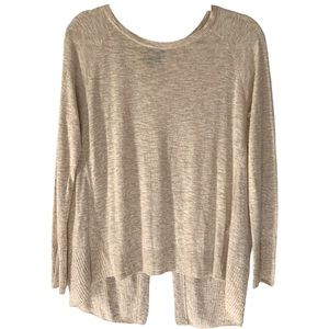 Boho Flax Sweater Tan Cream Lightweight Knit Top Leo & Sage Small Natural Style